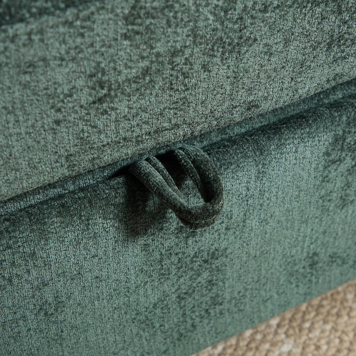 Modern L-Shaped Storage Sofa with USB Ports & Ottoman - Green