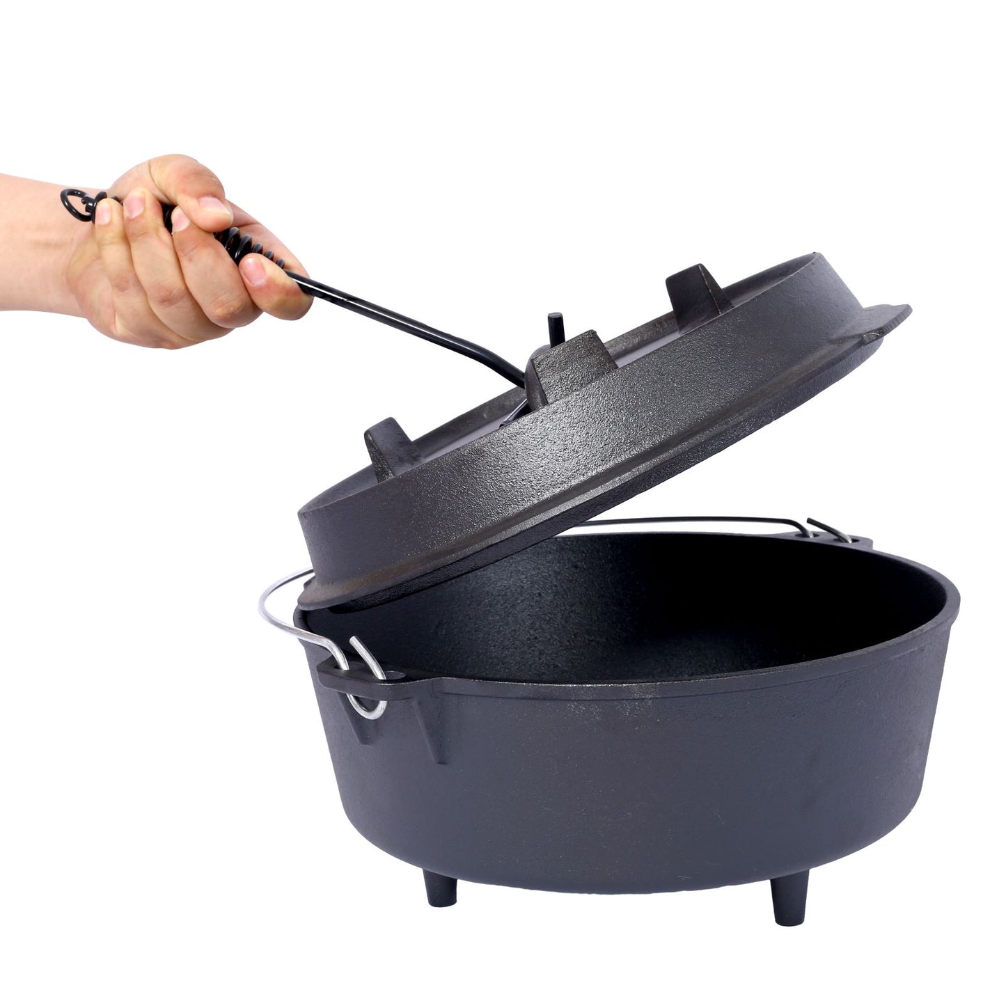 Cast Iron Dutch Oven for Camping - Pre-Seasoned with Legs