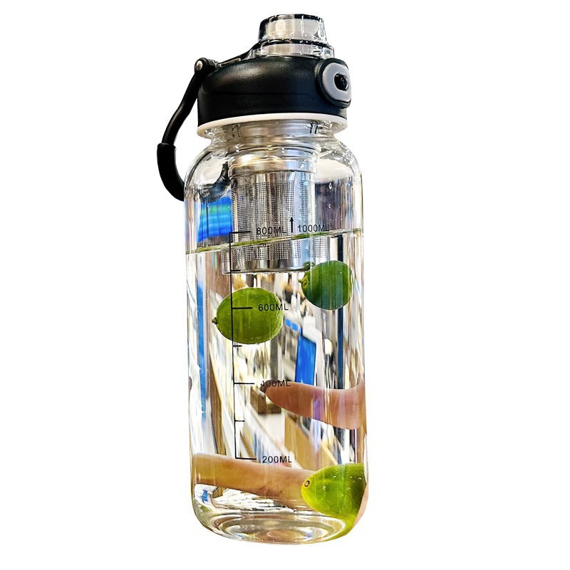 Extra-Large Glass Cup with Tea-Water Separation | Multi-Size & Color