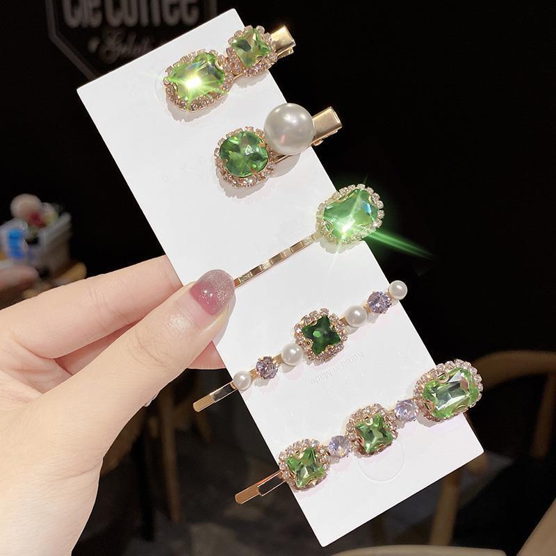 Vintage Rhinestone Hair Clips Set of 5
