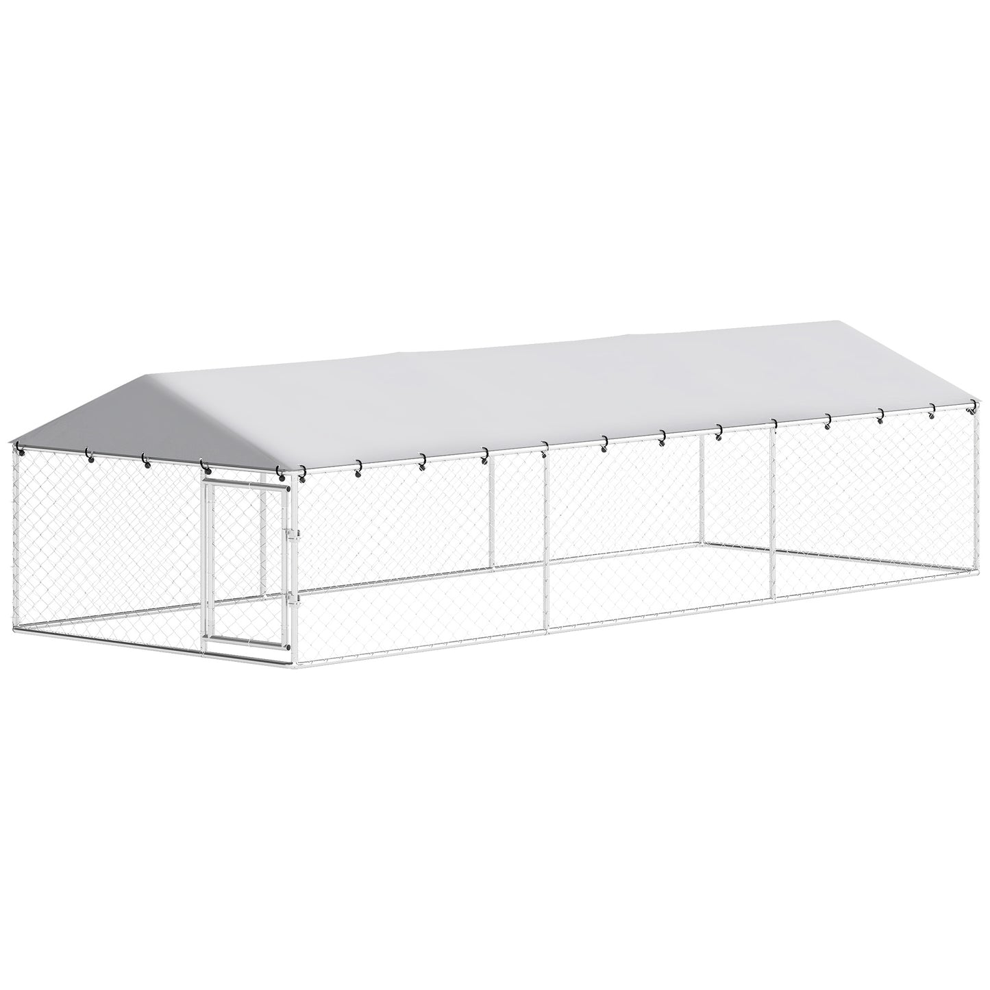 Outdoor Dog Kennel Large Animal Cage with Waterproof Roof - Silver, 1860x415x160 mm