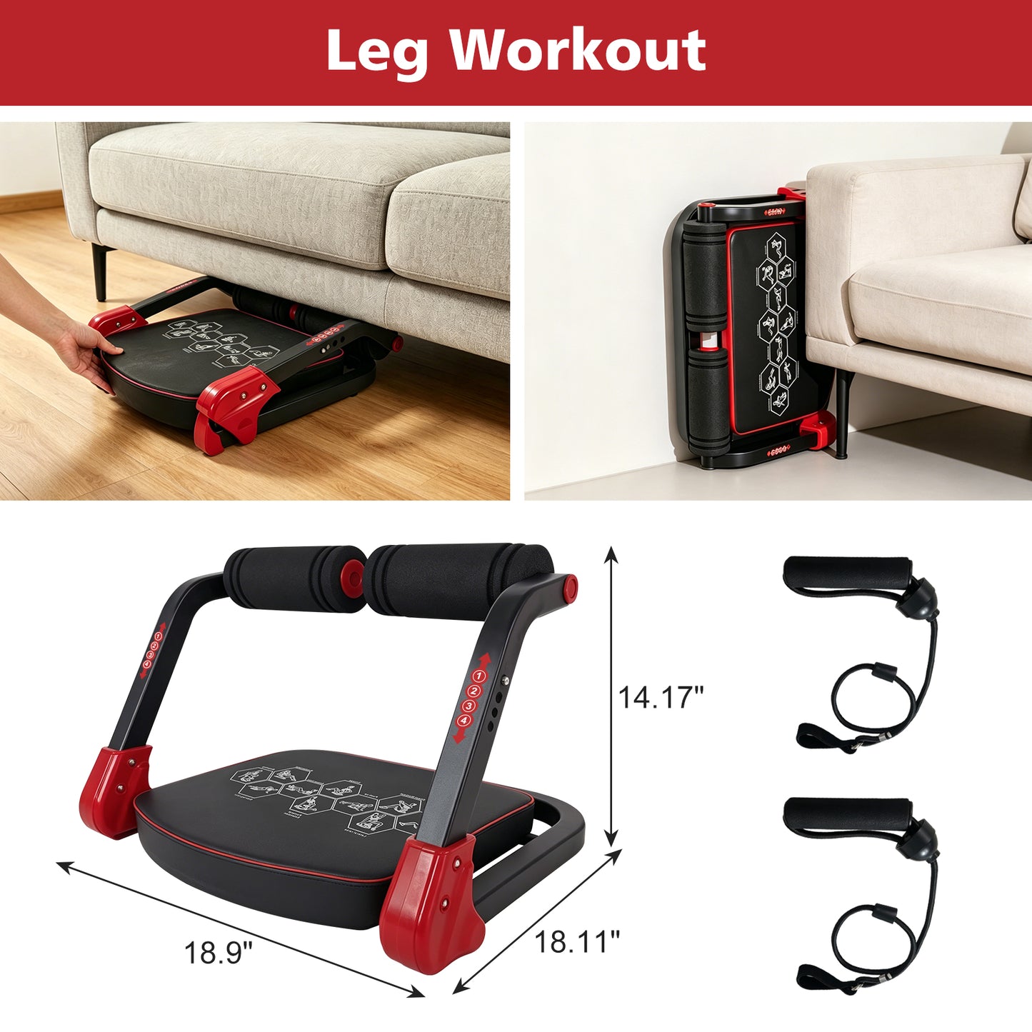 Ab Core Trainer with Resistance Bands - Home Gym Equipment