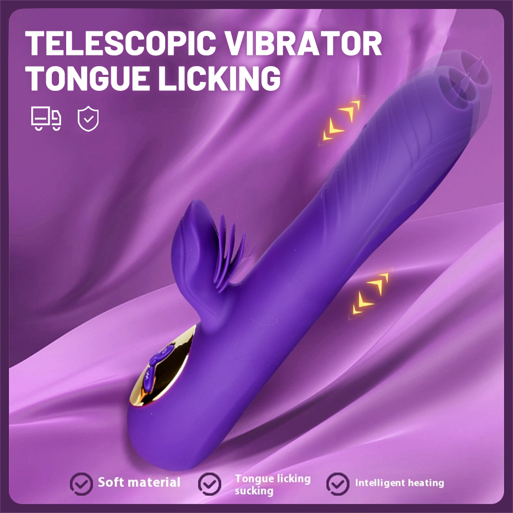 Rechargeable Thrusting Dildo Vibrator - G Spot & Clitoral Stimulator - Purple