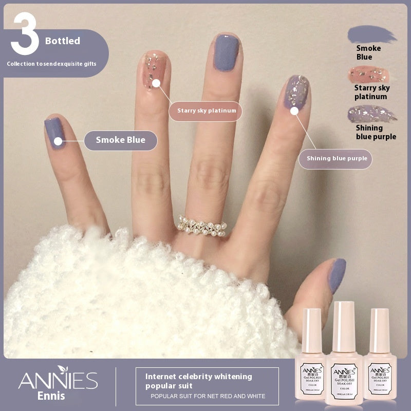 Three-Color Gel Nail Polish Set for Manicure - Nude, Purple, Orange