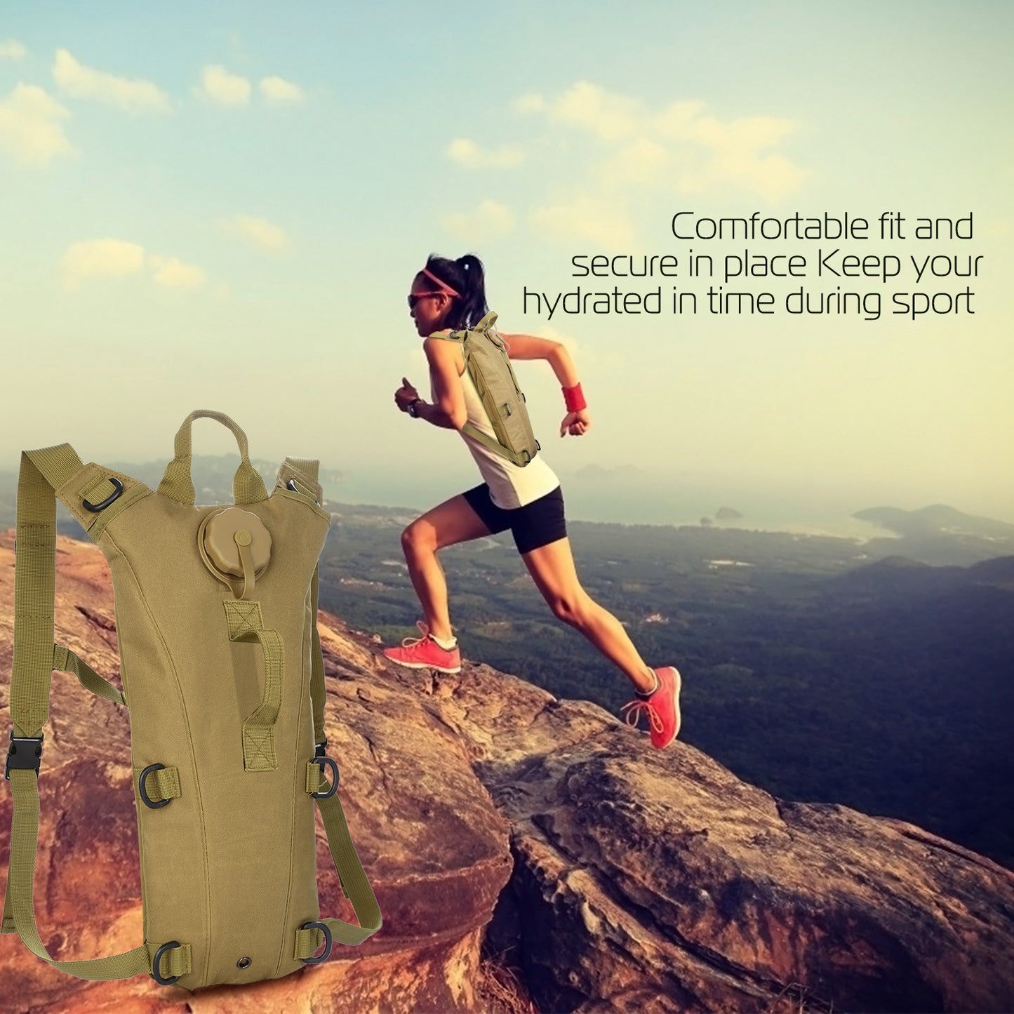 3L Tactical Hydration Pack - Adjustable Water Backpack for Hiking & Cycling