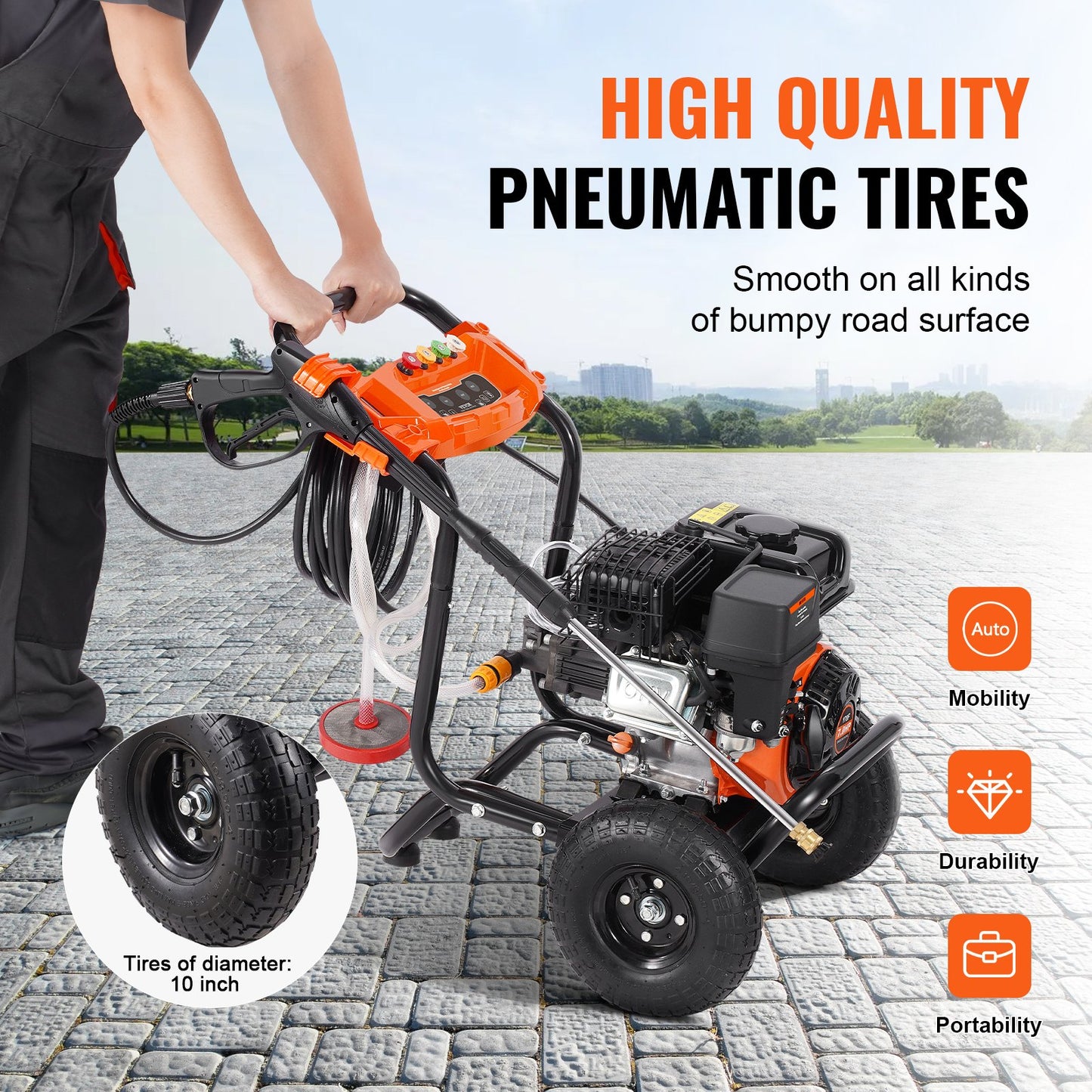 Gas Pressure Washer 3500 PSI 2.6 GPM with 5 Nozzle Set for Cars and Outdoor Cleaning