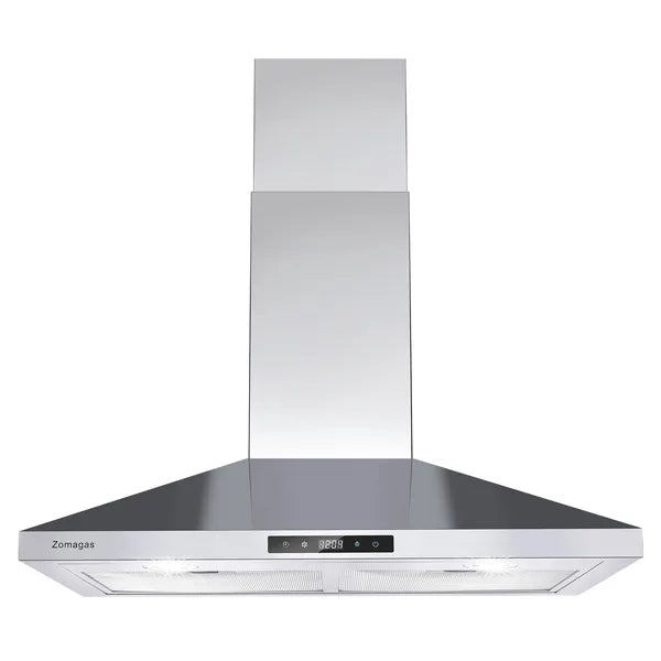 30-Inch Wall-Mounted Range Hood with 450 CFM Touch Panel Stainless Steel Kitchen Vent
