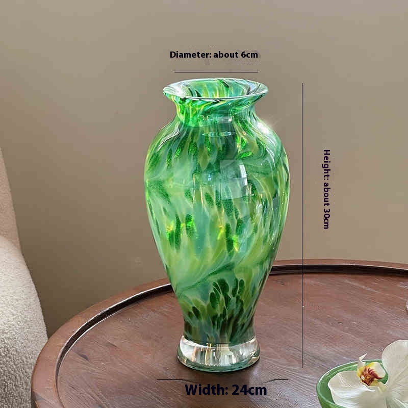 Pearlescent Glass Vase with Flower Arrangement - Modern Table Decor