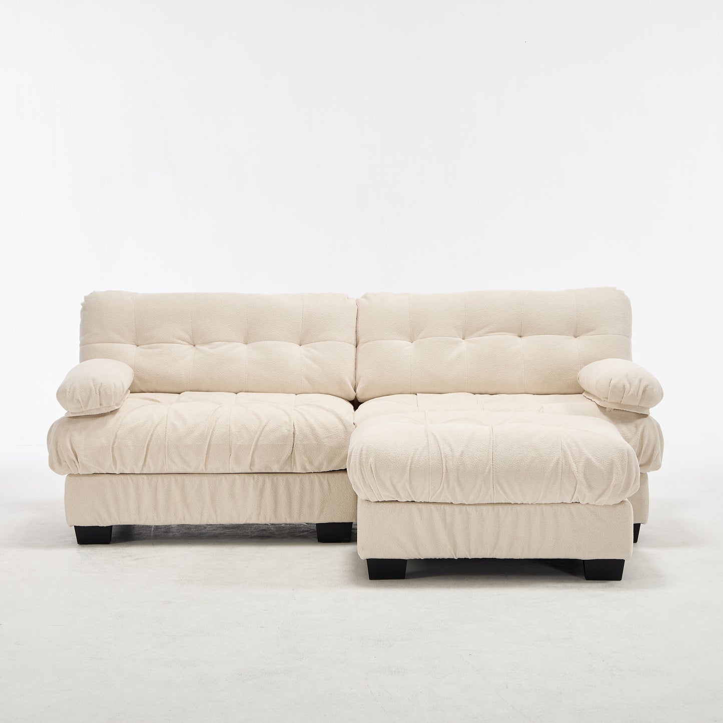 Modular Sectional Sofa Cloud Couch with Ottoman - Beige