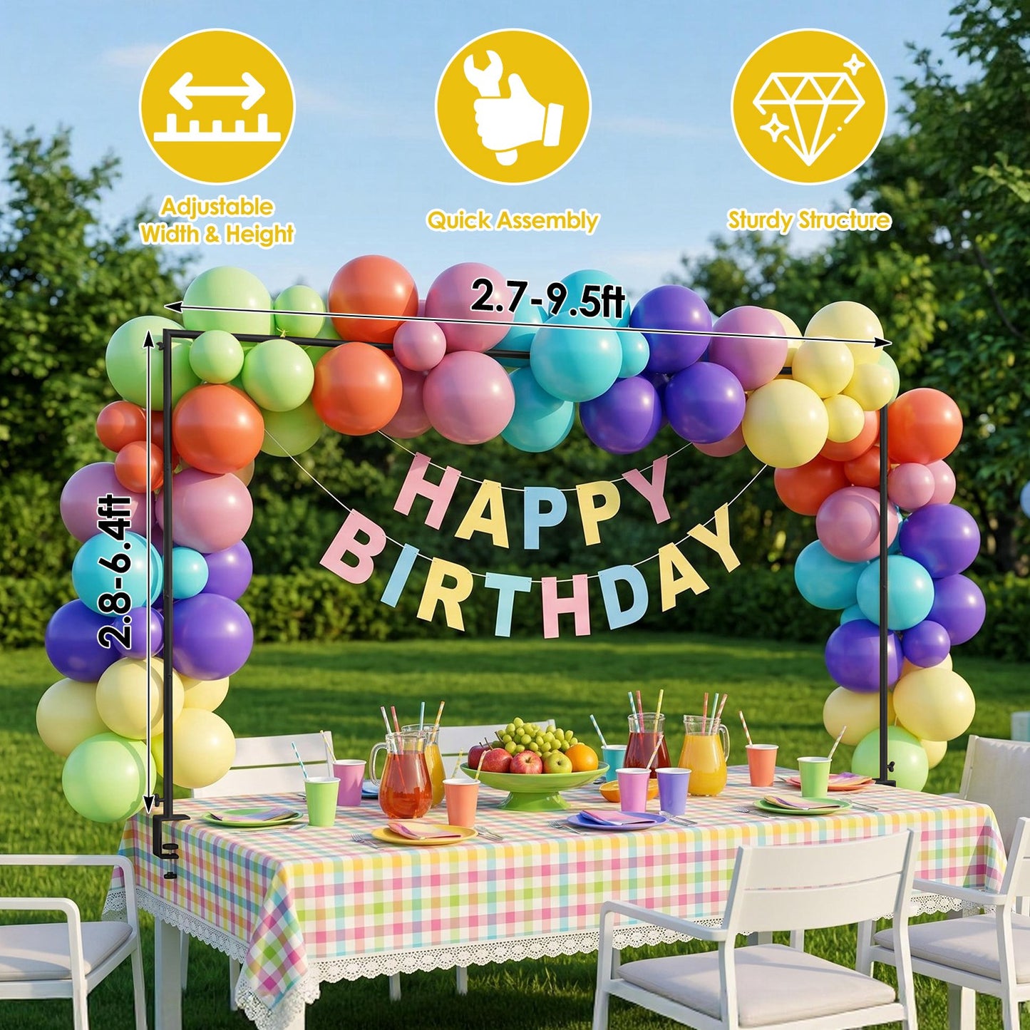 Adjustable Table Rod Stand with Clamps - Balloon Garland Decor
