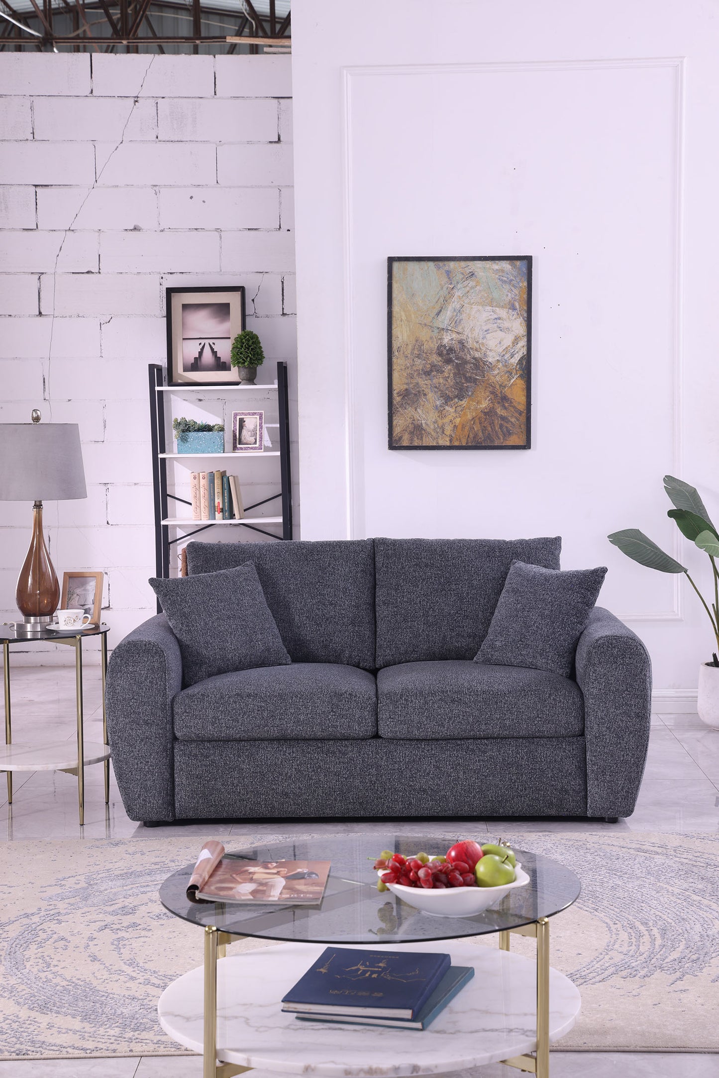 Modern Minimalist Gray Sofa - 2-Seater Medium-Soft Comfort