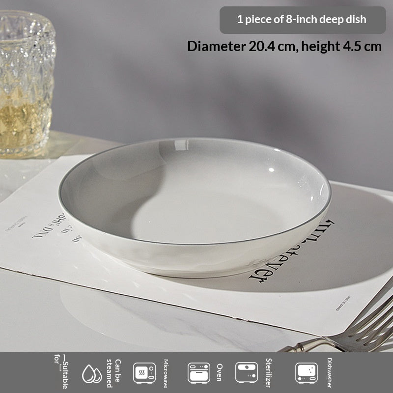 Gray Ceramic Bowls and Dishes Set for Kitchen Dining