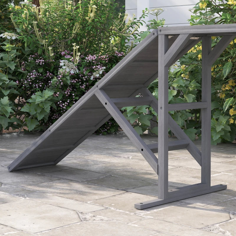 Dog Agility Ramp with Safety Bar Non-Slip Surface for Training - Gray