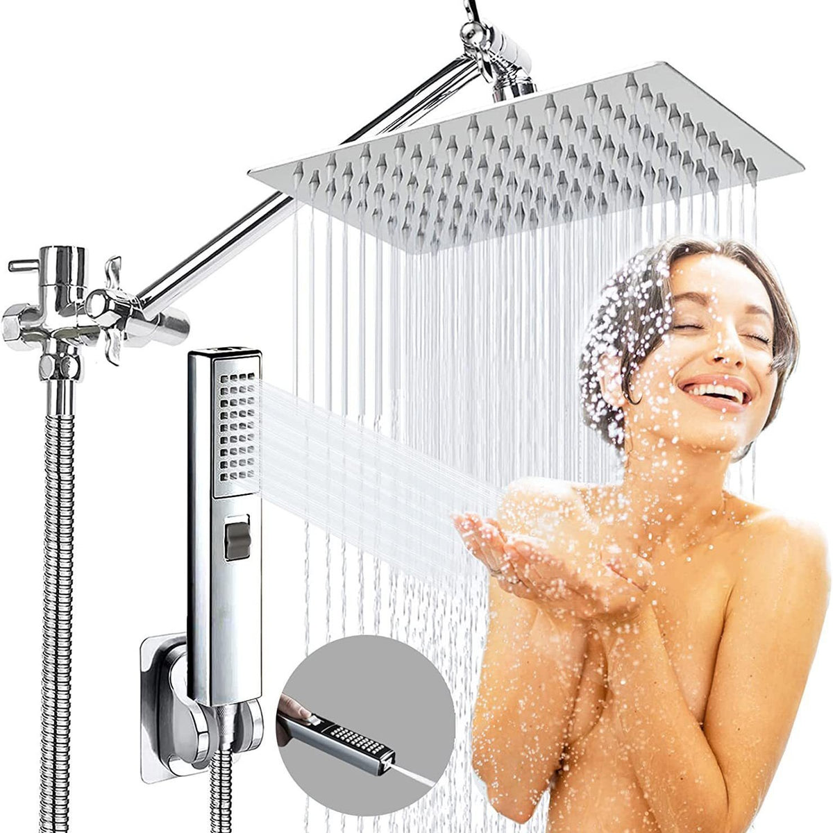 Pressurized Stainless Steel Shower Head Set with Multiple Spray Modes
