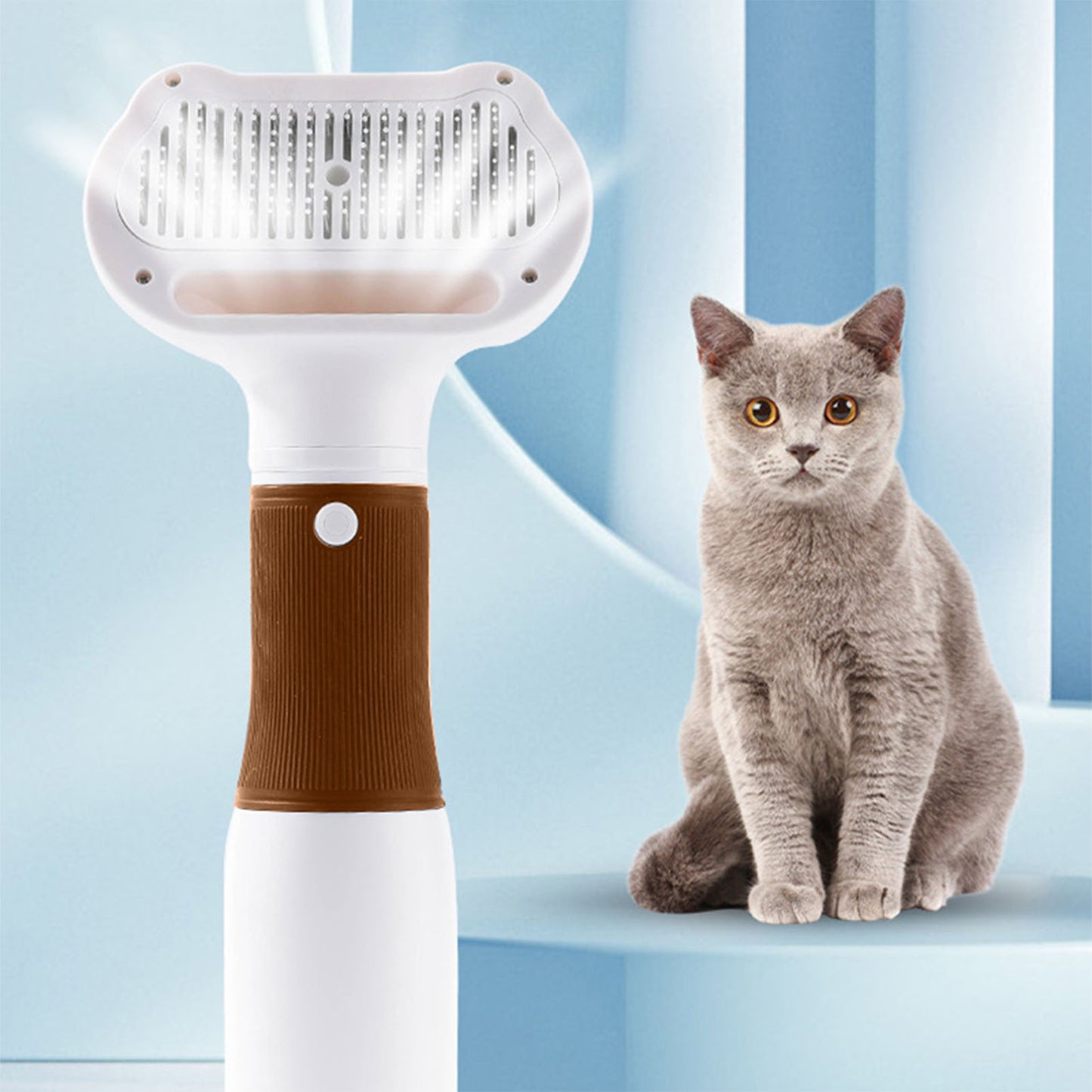 Pet Hair Dryer with Slicker Brush 600W Low Noise 3-Temp Adjustable Grooming Tool