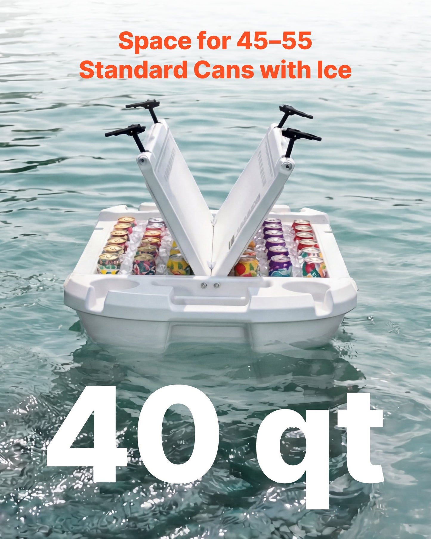 Floating Cooler 40 Qt Ice Chest with Dry Storage & Tow Rope - Water & Land Use