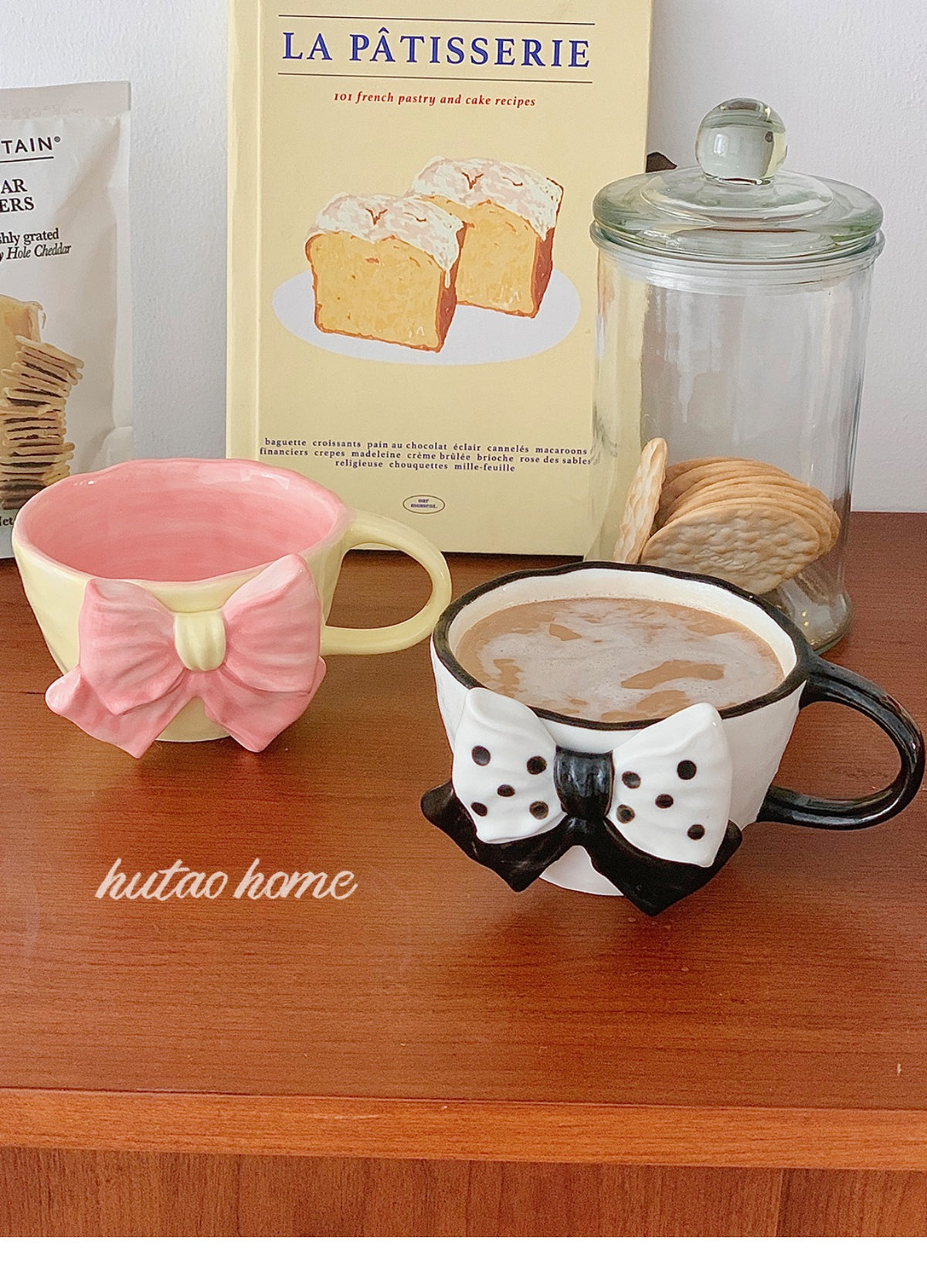 Bowknot Girl Heart Ceramic Mug - White, Black & Pink Drinkware