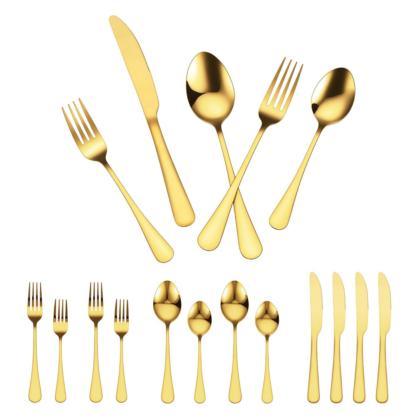 60-Piece Stainless Steel Flatware Set for 12 - Golden