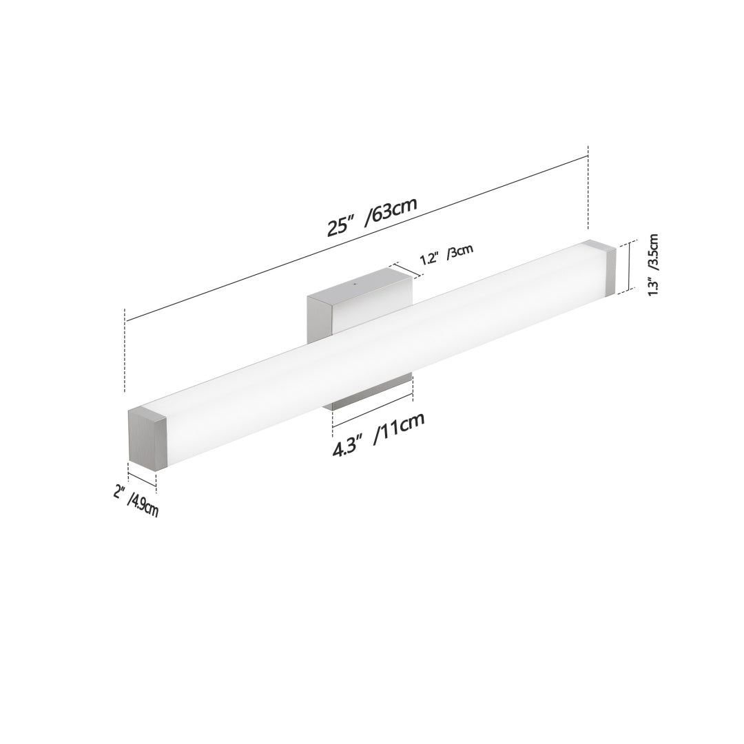 25 Inch Brushed Nickel LED Bathroom Vanity Light Wall Fixture - Energy Efficient