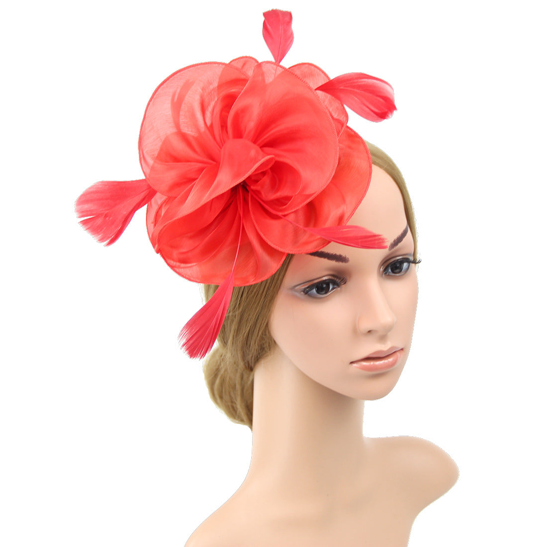 Organza Top Hat Headwear Feather Hair Band Unisex Costume Accessory