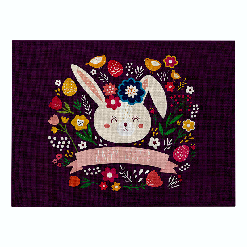 Cartoon Rabbit Kitchen Coaster Set Anti-Scalding Cotton Linen Placemat