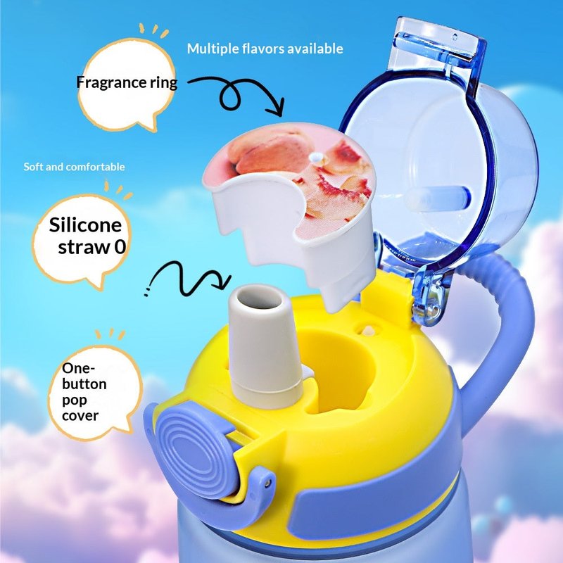 Children's Sports Water Bottle with Straw & Handle, 650ml Tritan Kids Drinkware
