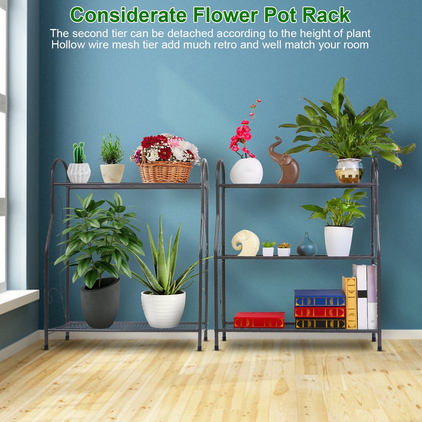 3-Tier Plant Stand Shelf with Detachable Shelves Garden Display Rack