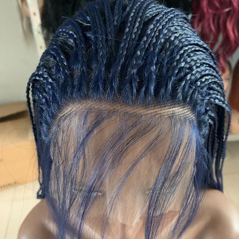 Synthetic Lace Front Wig with Natural Style and Blue Braid - Medium Length