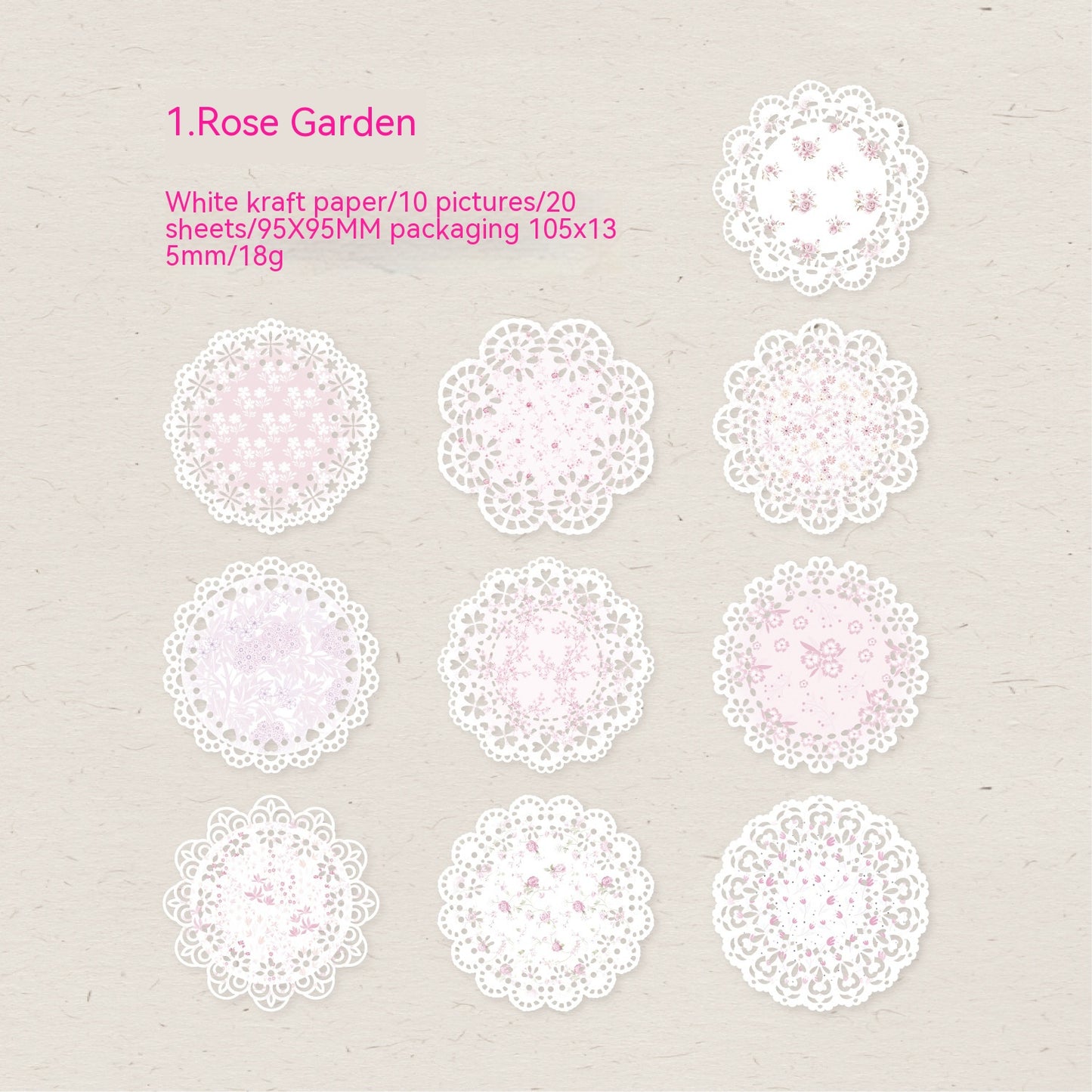 Elegant Paper Sticker Set with Lace Material for Crafts and Decorations - Melody Series