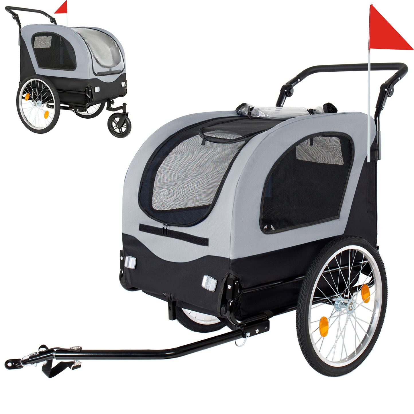 2-in-1 Bike Trailer & Pet Stroller For Dogs Up To 110lbs-Foldable