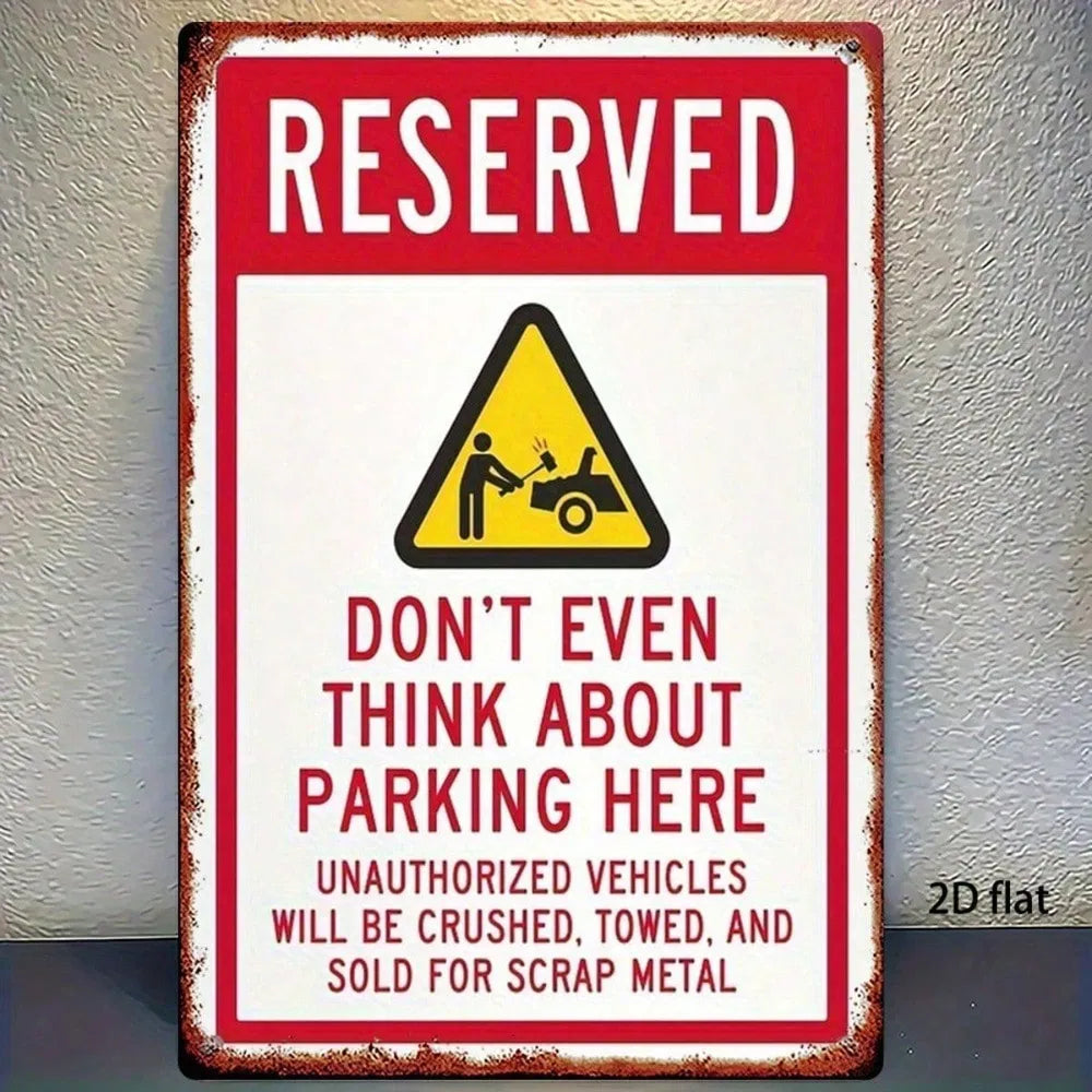 Vintage Rustic Iron No Parking Sign - 8x12 Inch Wall Art