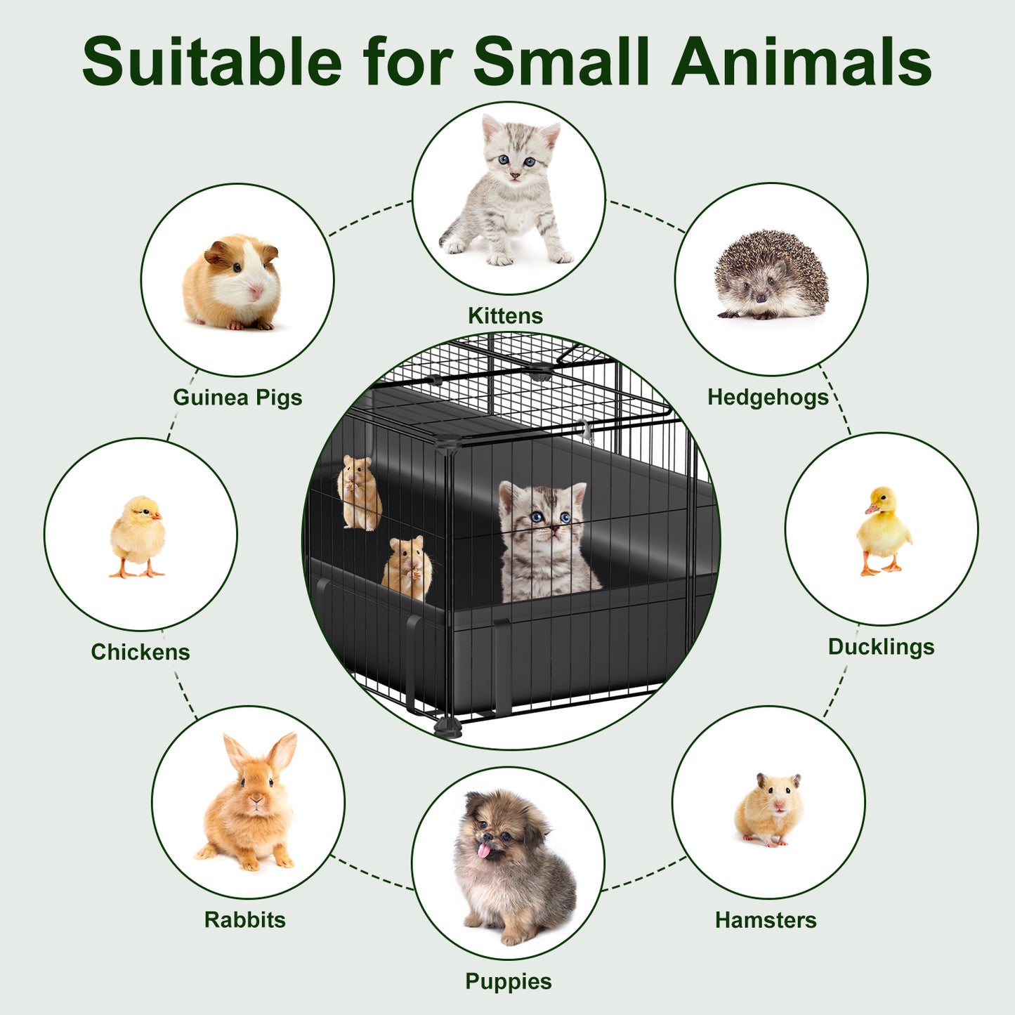 Large Modular Small Animal Cage with Waterproof Floor Mat - DIY Pet Enclosure for Guinea Pigs, Rabbits, Chickens, Hamsters