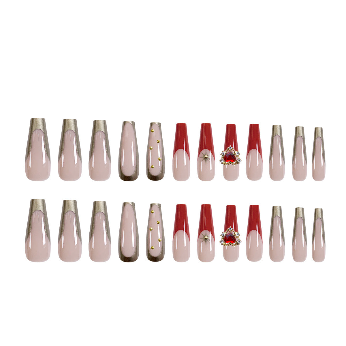 French Nail Stickers with Glue - Love Pattern
