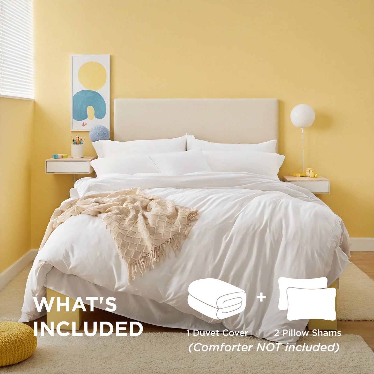 Extra Large Duvet Cover Set - White & Pink Microfiber Bedding