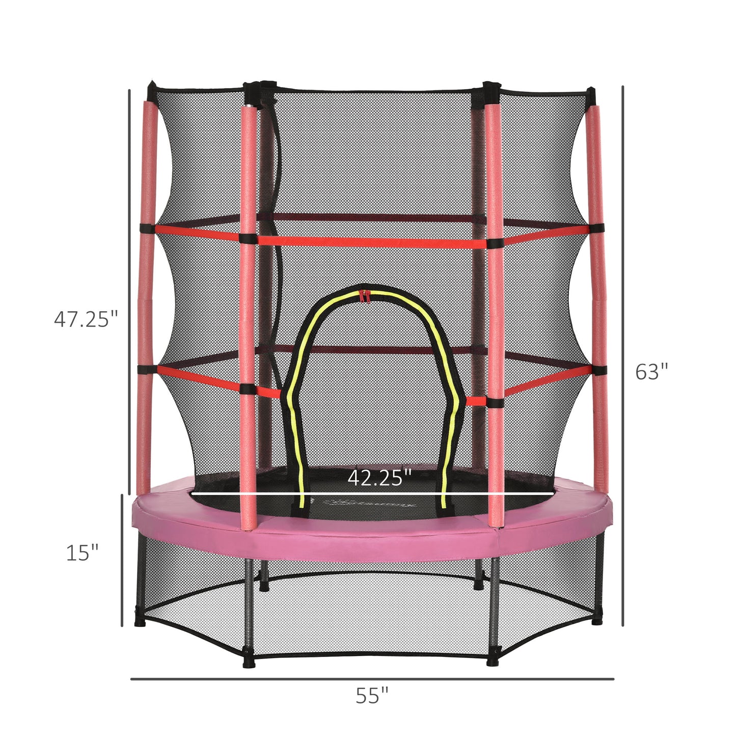 5FT Kids Trampoline with Enclosure Net - Pink, 3-6 Years