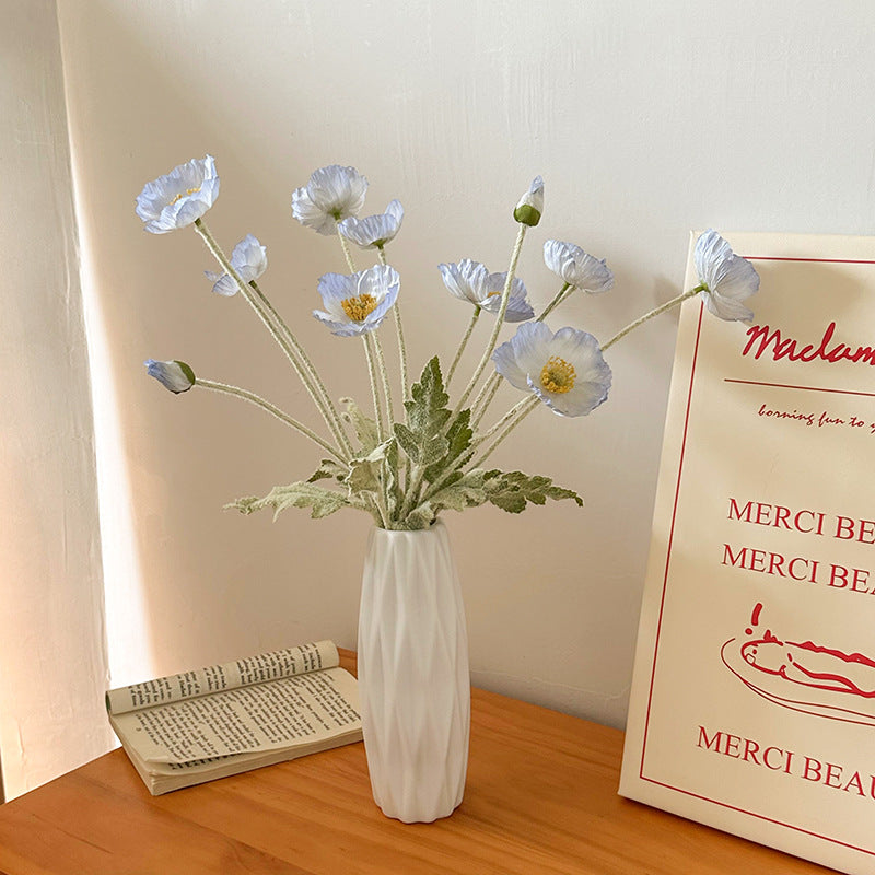 Ceramic Tulip Vase Set with White Flower Arrangements for Living Room Decor