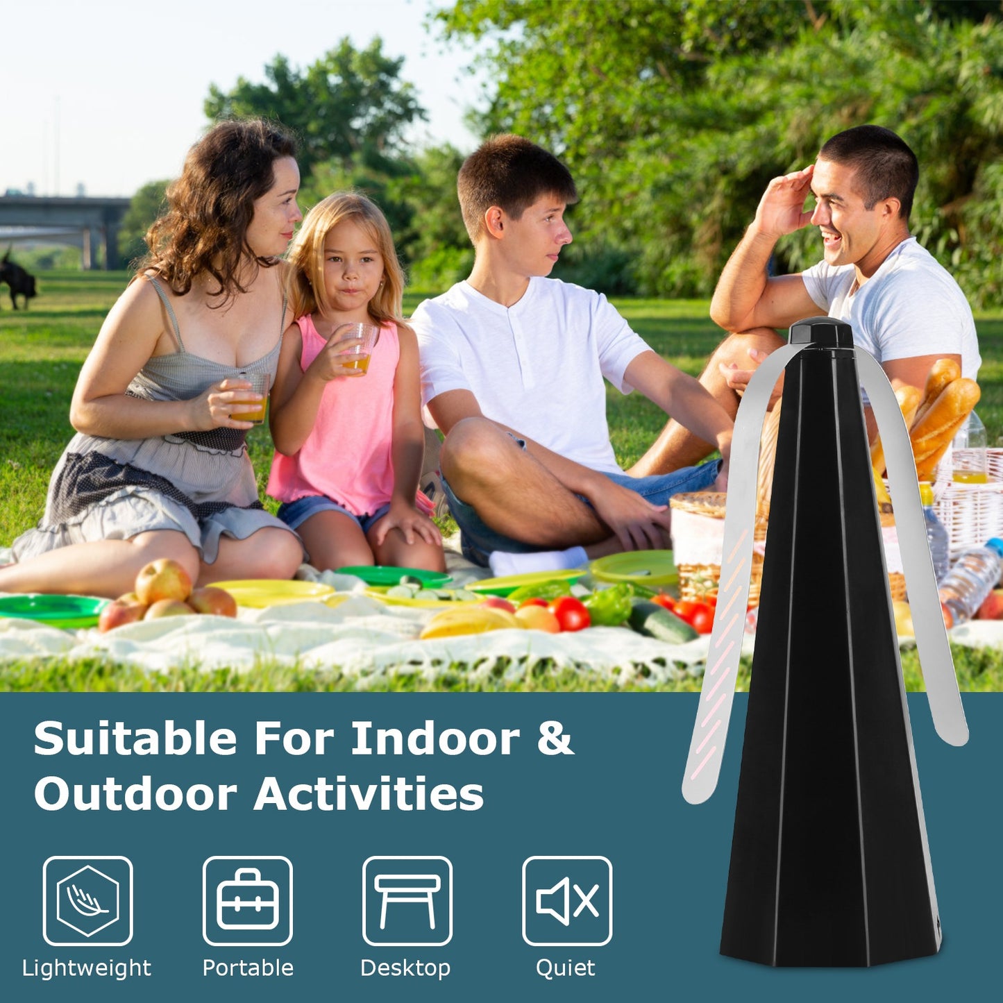 4-Pack Battery & USB Powered Fly Table Fans for BBQ & Camping