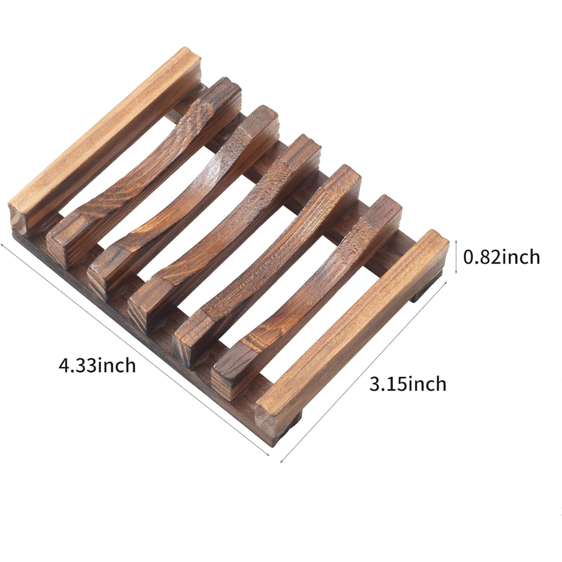 Self-Draining Soap Dish Set of 2 - Brown Wooden Bar Holder