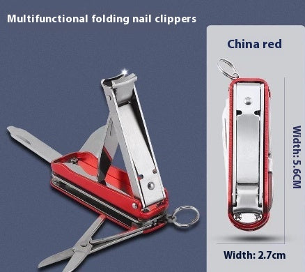 Multifunctional Foldable Nail Clippers Keychain Set - Portable 3-in-1