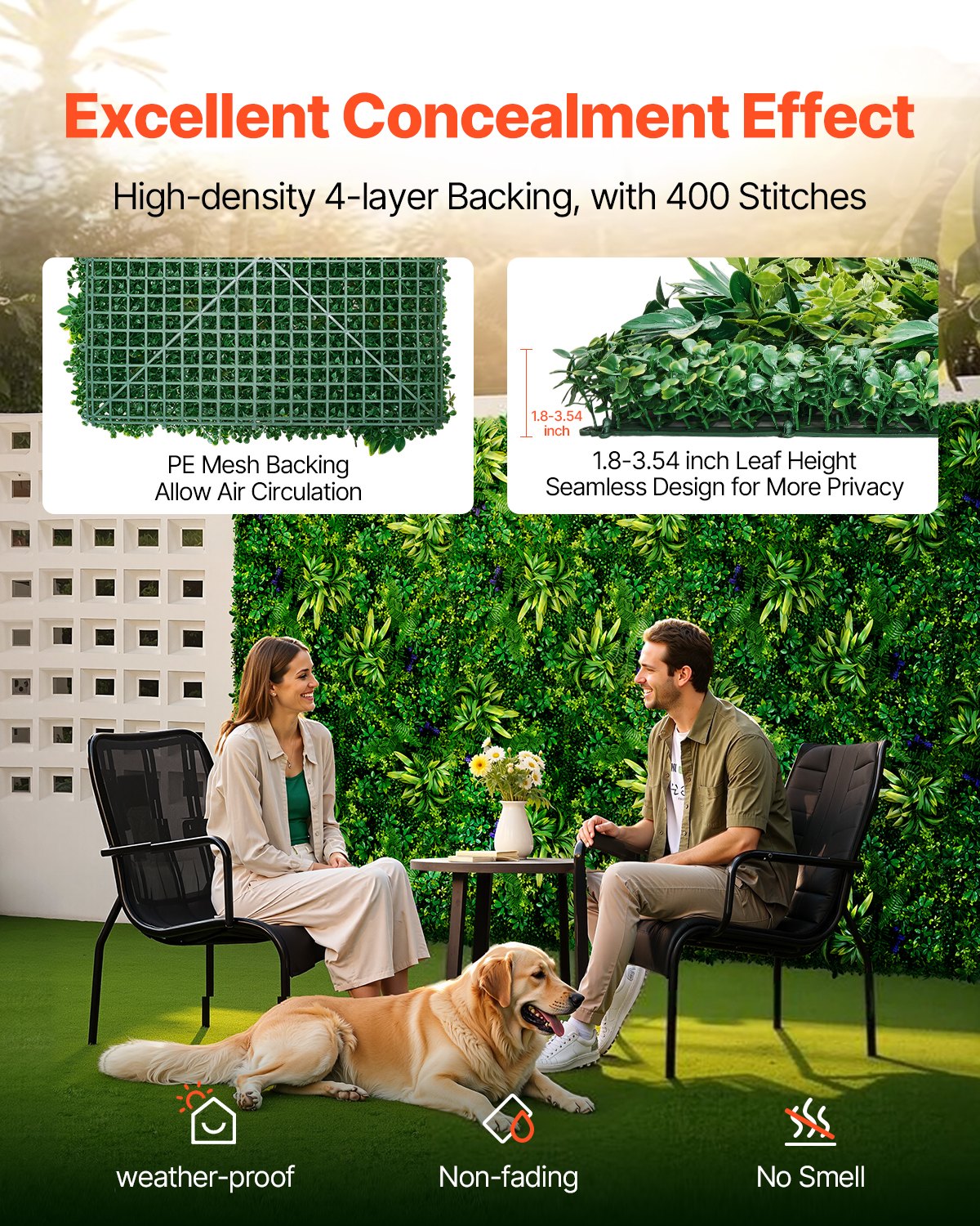 Artificial Grass Wall Panels 12 Pieces 20x20 Inch Outdoor Privacy Fencing