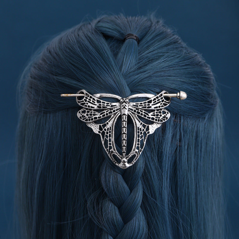 Retro Dragonfly Hairpin - Silver Alloy Hair Stick