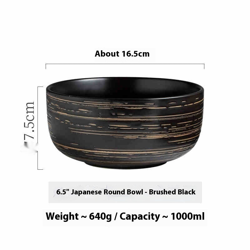 Large Capacity Ceramic Fruit Salad Bowl - Round Kitchen Tableware, Multiple Colors