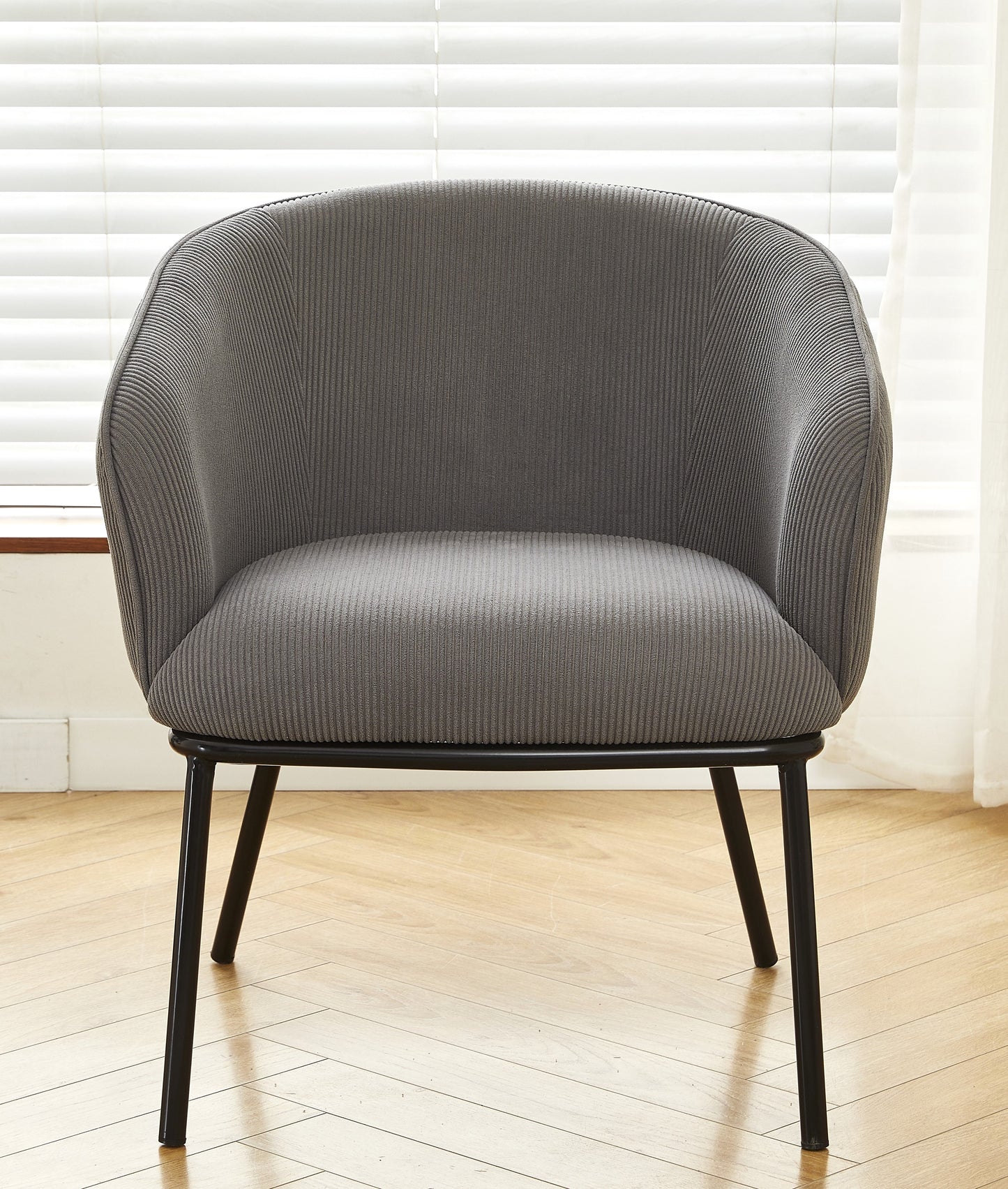 Modern Corduroy Accent Chair, Upholstered Armchair With Metal Legs,