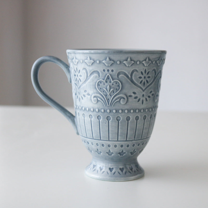 Ceramic UnderGlaze Dinner Plate with Blue Tulip Relief - Multiple Colors