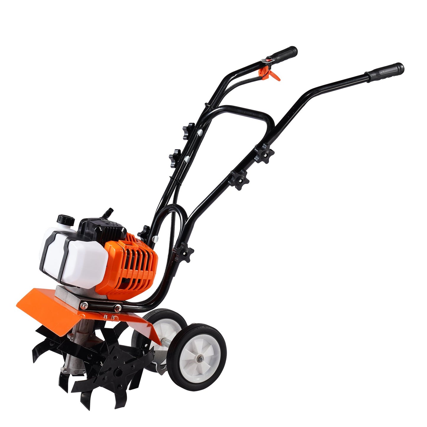 Garden Tiller Cultivator 43CC 2-Stroke with Adjustable Tines, Orange