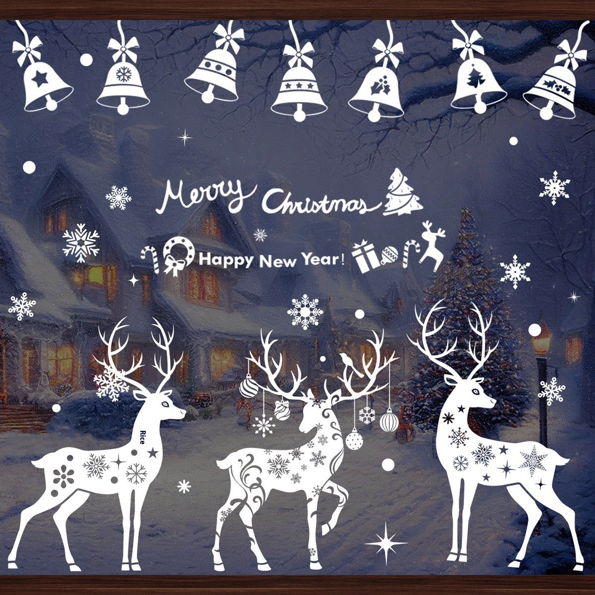 Christmas Window Stickers - Snowman Deer Sled & Holiday Decor Sets