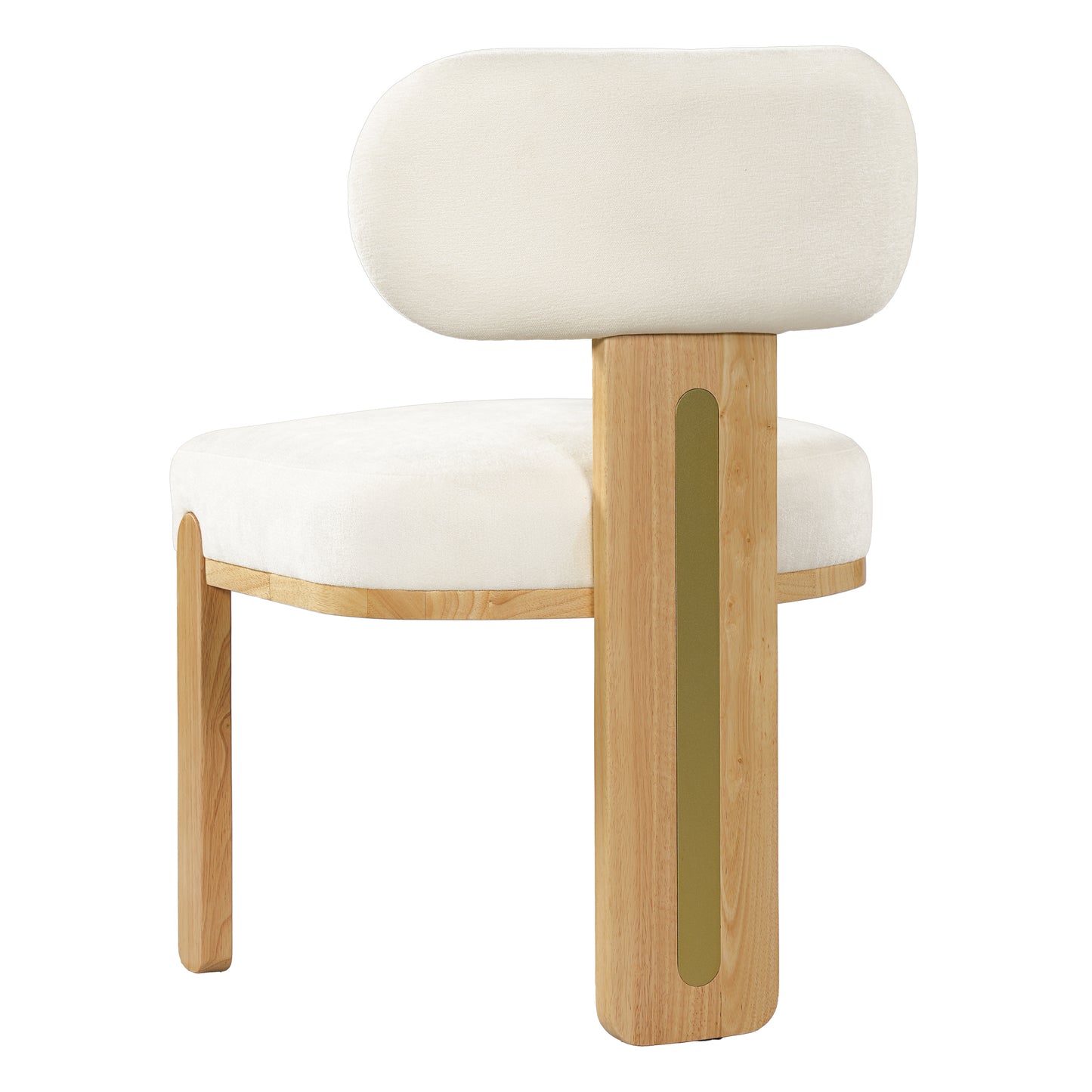 Modern Round Upholstered Dining Chair Set - Beige & Natural