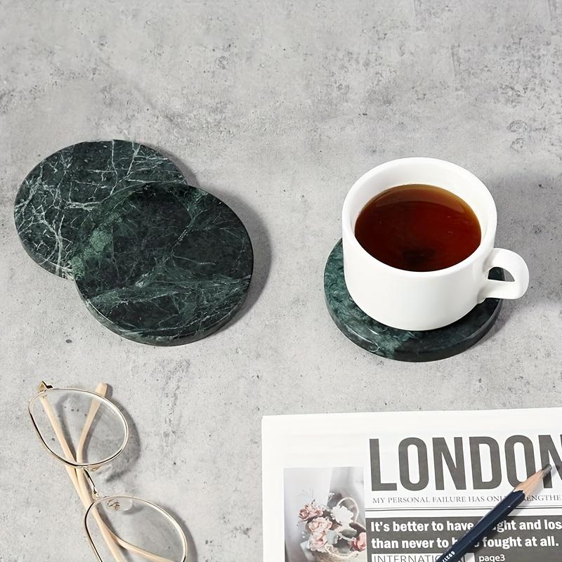 4-Piece Marble Coaster Set - Heat-Resistant Round Table Protectors