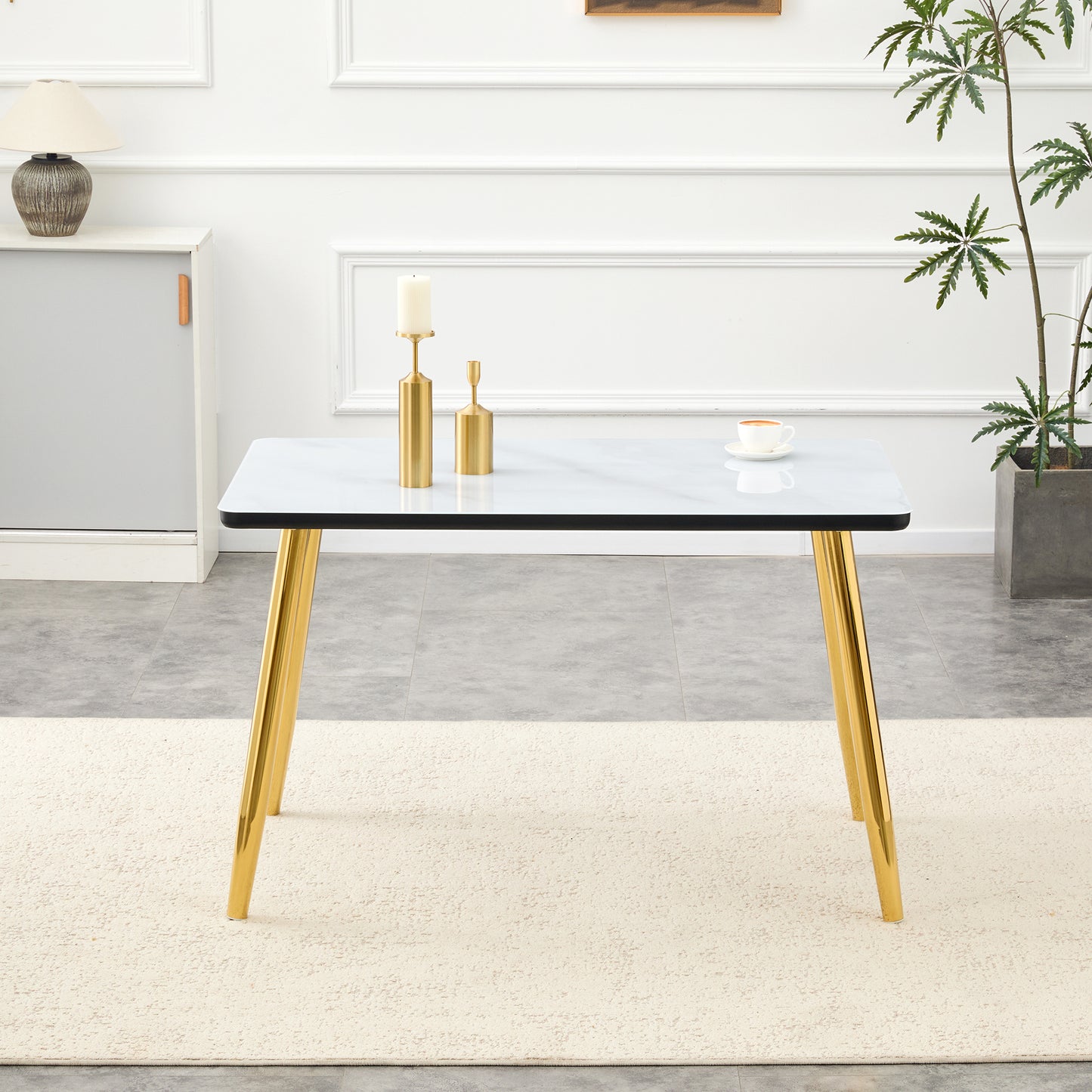 Modern Minimalist Rectangular Dining Table, Suitable For 4-6 People.