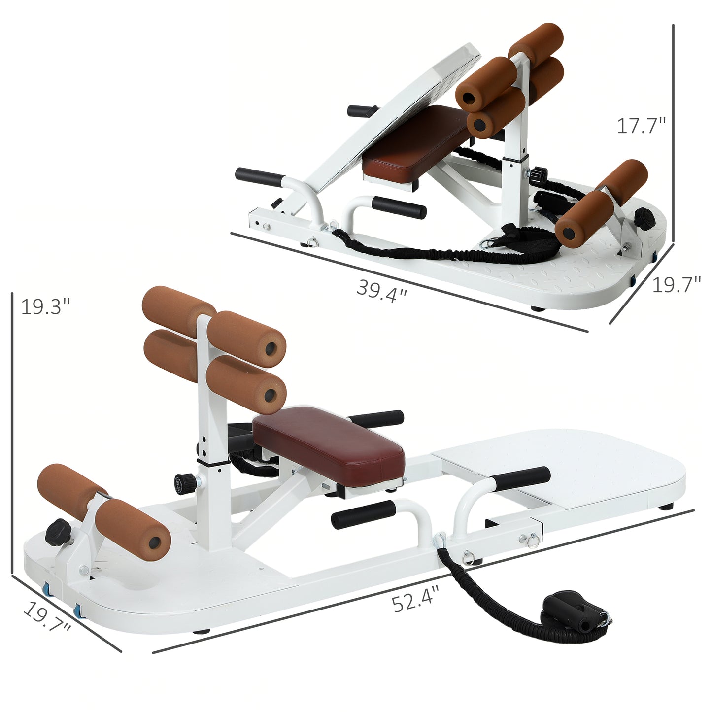Foldable Hip Thrust & Sissy Squat Machine - White